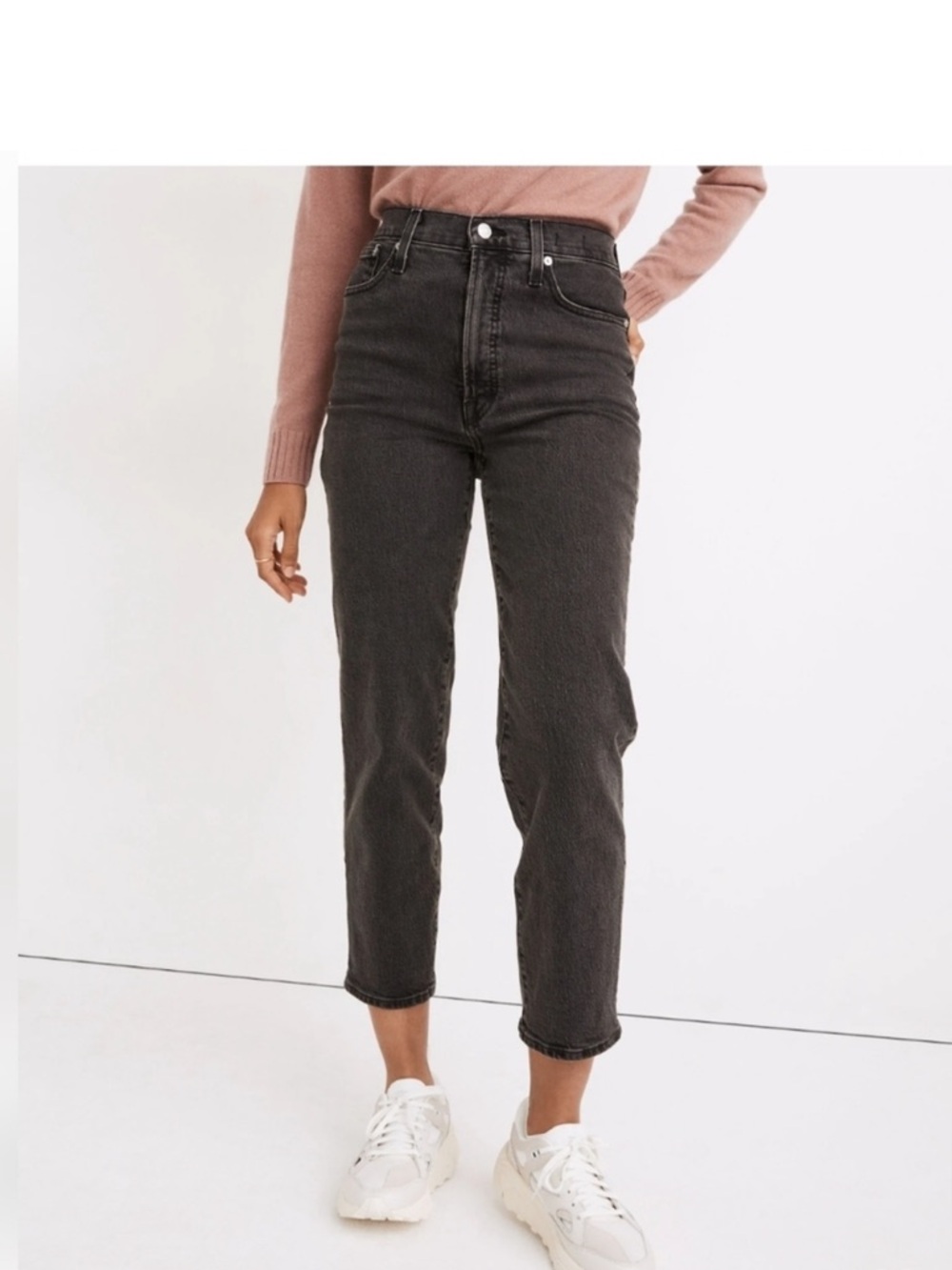 Madewell Black gray The Perfect Vintage straight Crop jeans sz 26 pants